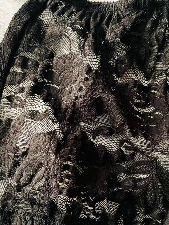 Rare: Vintage Christian Dior Black Lace + Chiffon Rose Detail Bustier - Size 34B - Picture 9 of 11